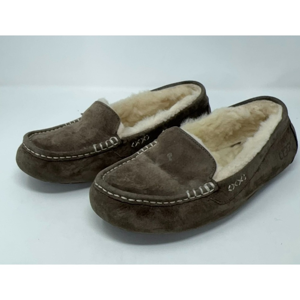 UGG Ansley Slippers Women's 10 Shearling Lined Slip On Moccasin Chocolate Brown